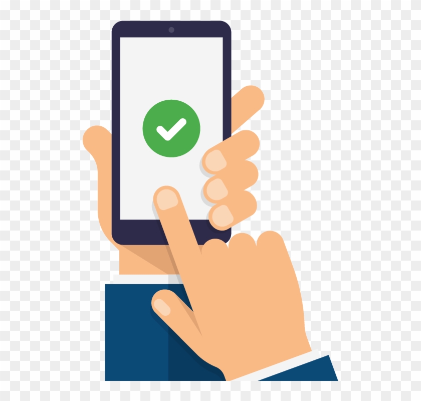 Hands Holding Up Phone In Suit 01 - Phone Check Illustration Clipart