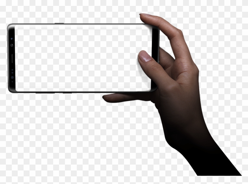Hand Holding The Galaxy Note8 In Landscape Mode - Camera With Hand Png Clipart