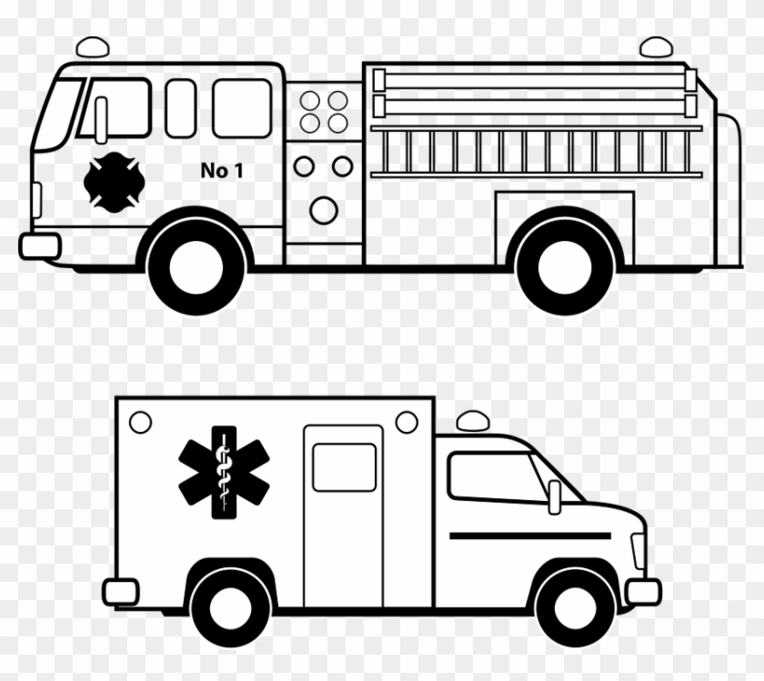 Fire Truck Vector Free Ambulance Emergency Fire Free - Ambulance Line Art Clipart #634979