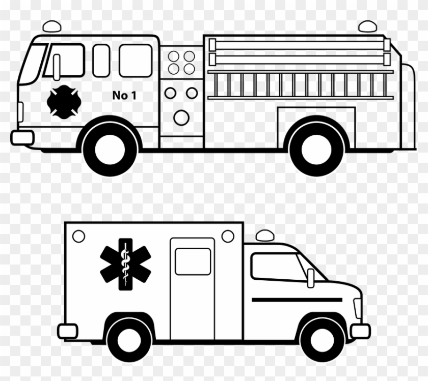 Fire Truck Vector Free Ambulance Emergency Fire Free - Ambulance Line Art Clipart