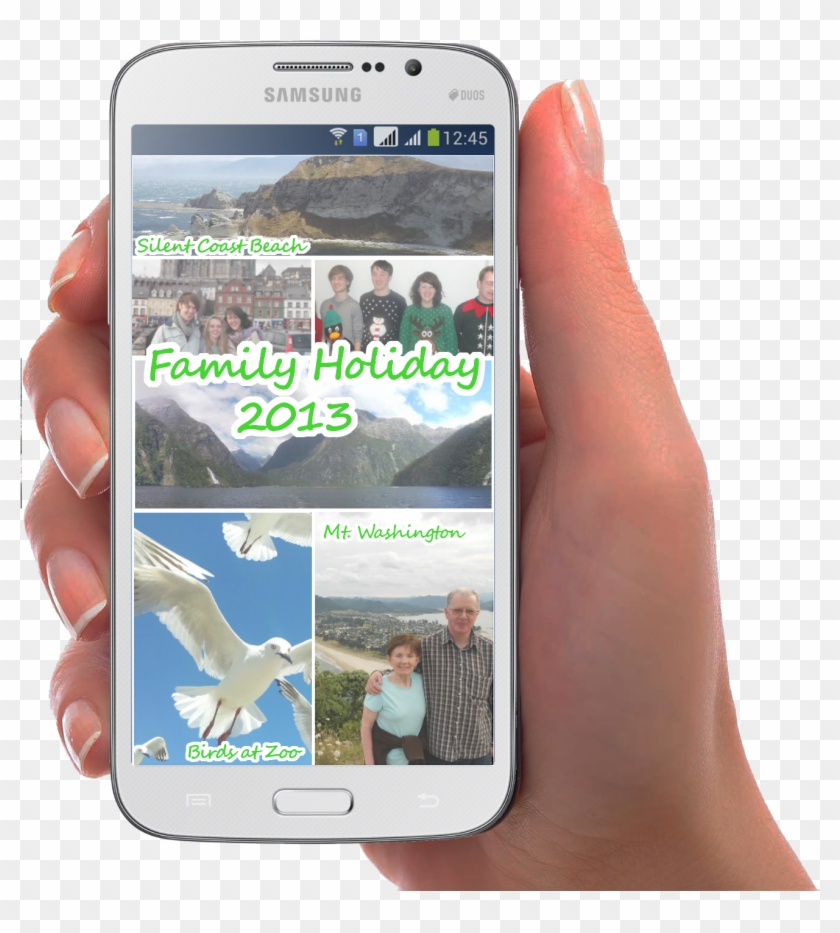 Samsung Phone Displaying An In A Nutshell Storyboard - Samsung Mobile With Hand Png Clipart