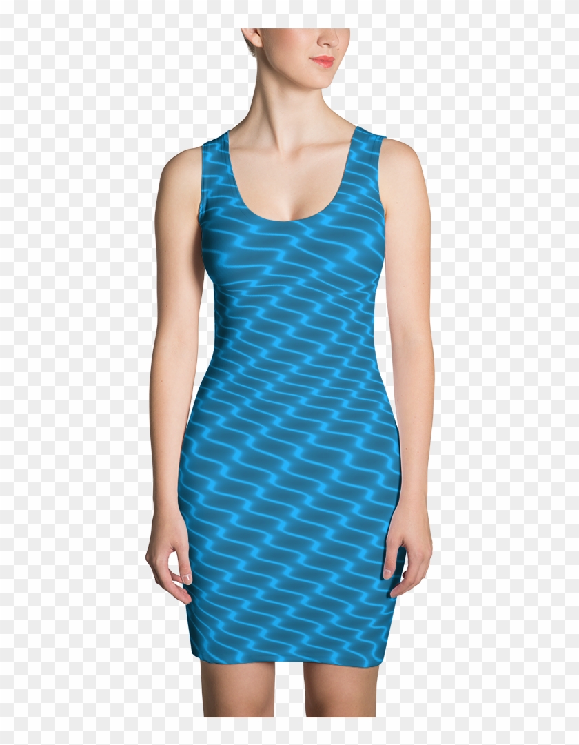 Neon Wavy Lines Turquoise Dress Clipart