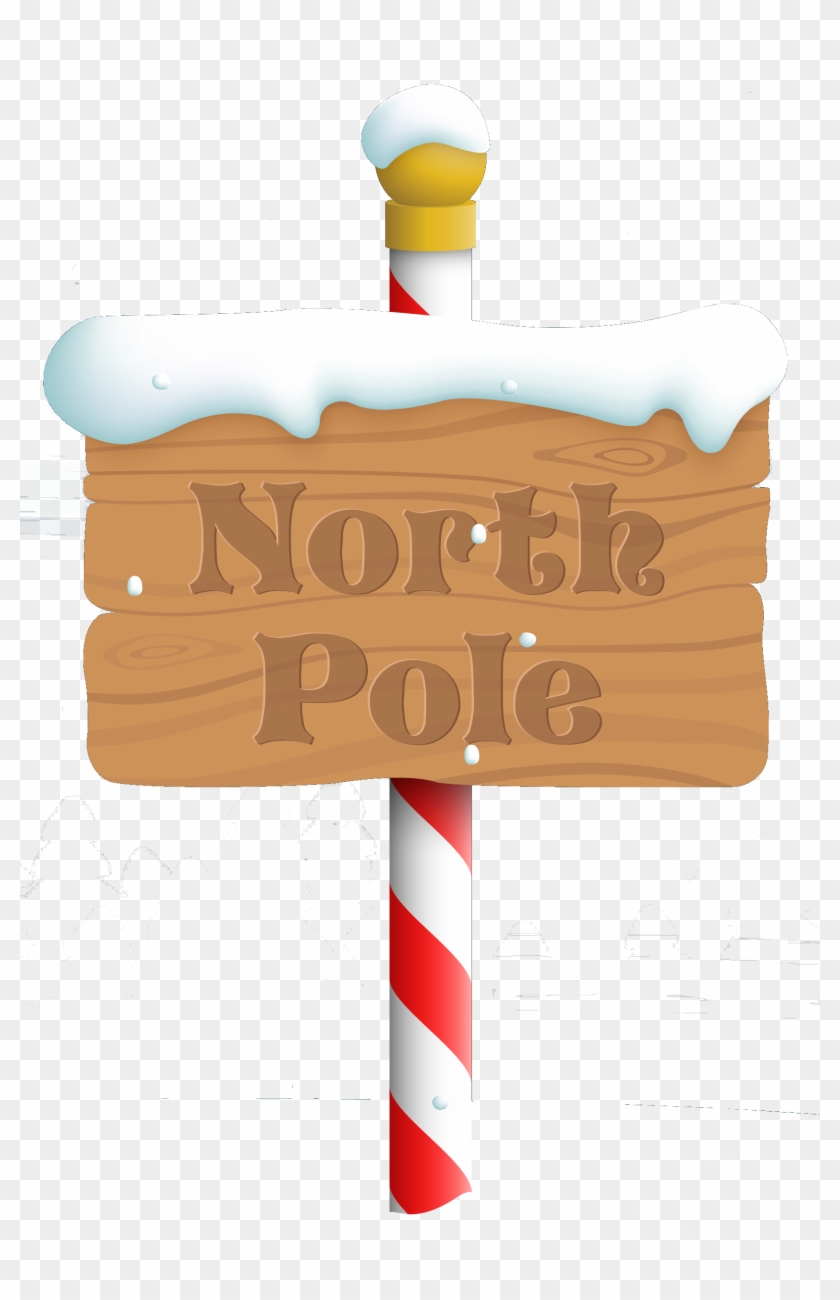 North Pole Sign - Winter Sign With Snow Clipart