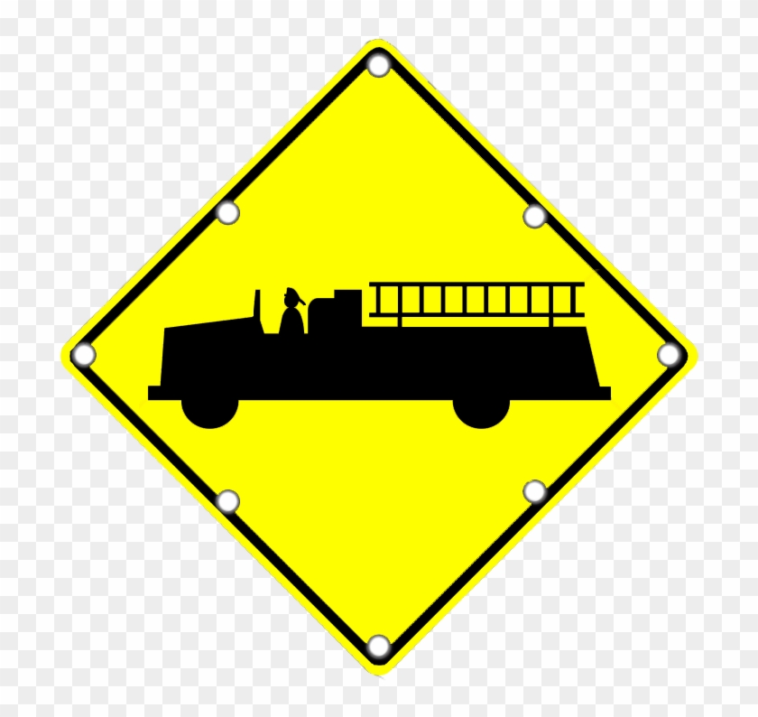 W11-8 Firetruck Sign - Emergency Vehicle Warning Signs Clipart