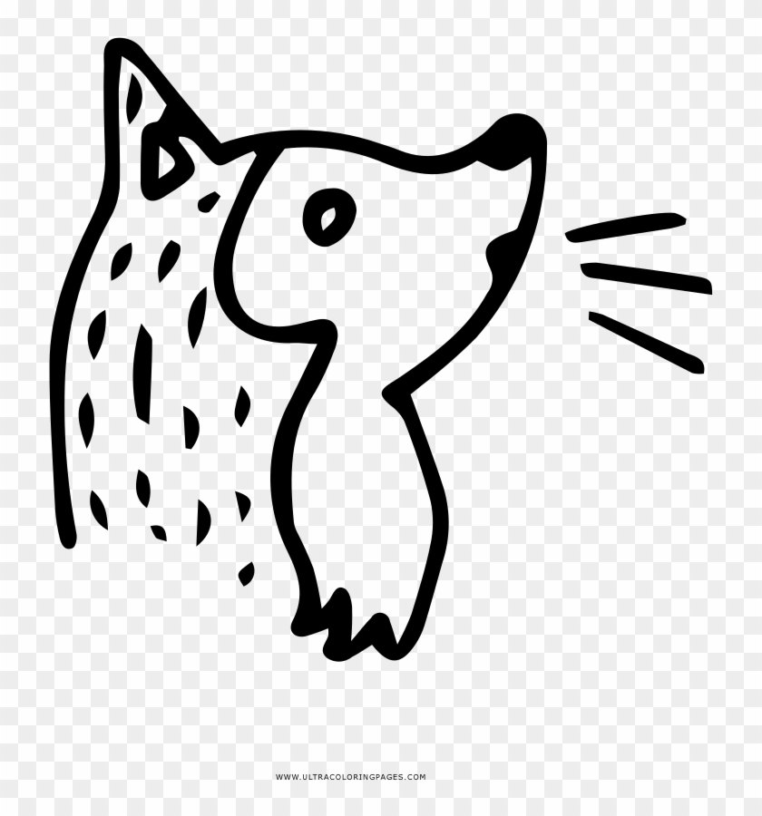 Wolf Howling Coloring Page - Cartoon Clipart