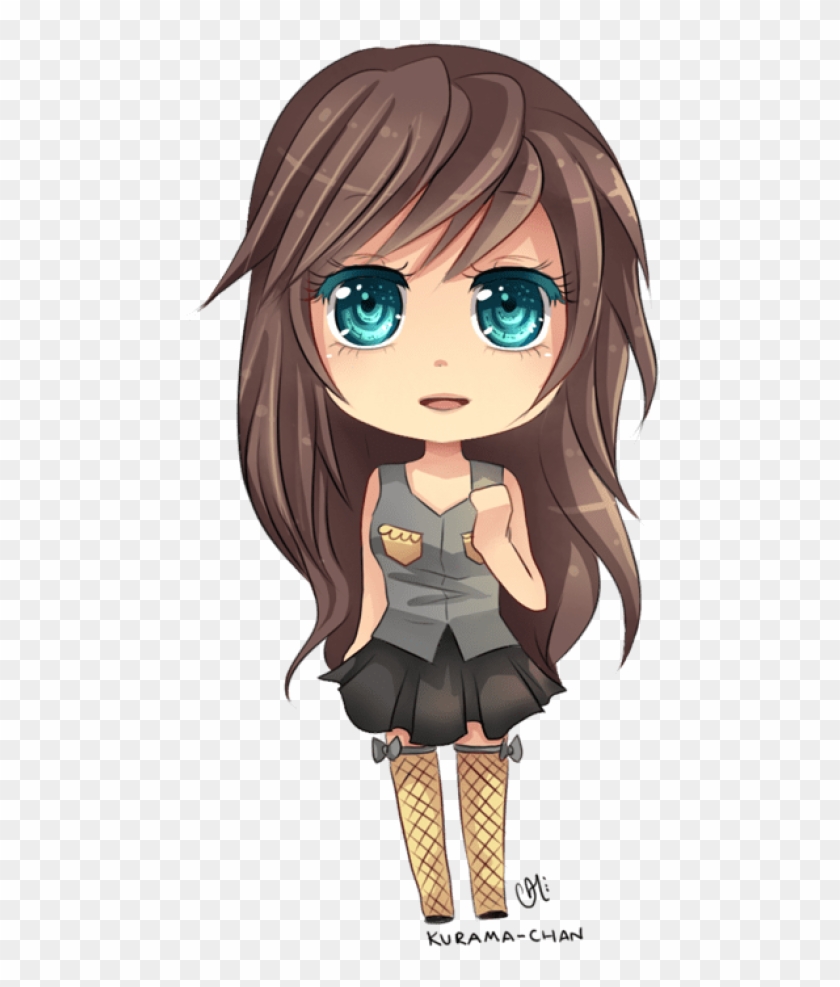 Free Png Download Chibi Girl Brown Hair Blue Eyes Png - Brown Haired Anime Girl With Blue Eyes Clipart