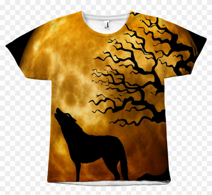 Wolf Howling At The Moon Moonlight Silhouette All Over - Iron Wolf Hd Clipart