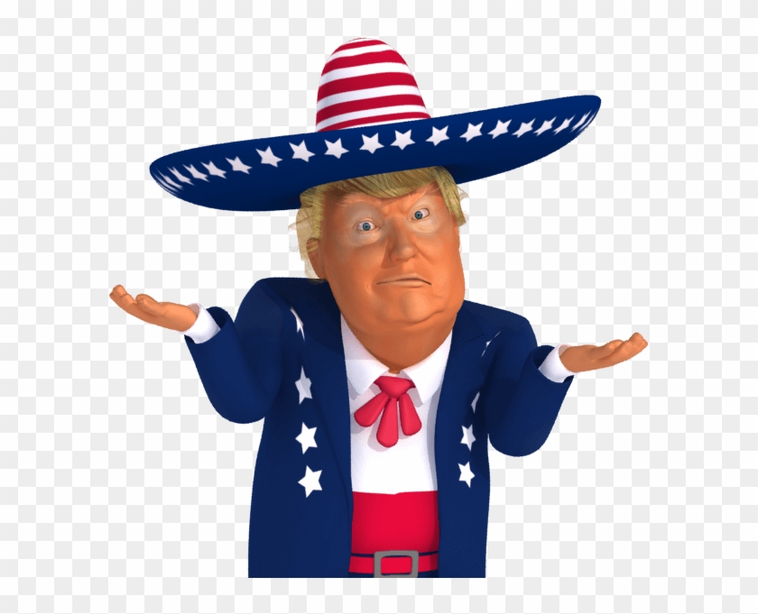 #trumpstickers Shoulder Shrug 3d Mexican Trump Caricature - Trump Laughing At Mexicans Clipart #637183