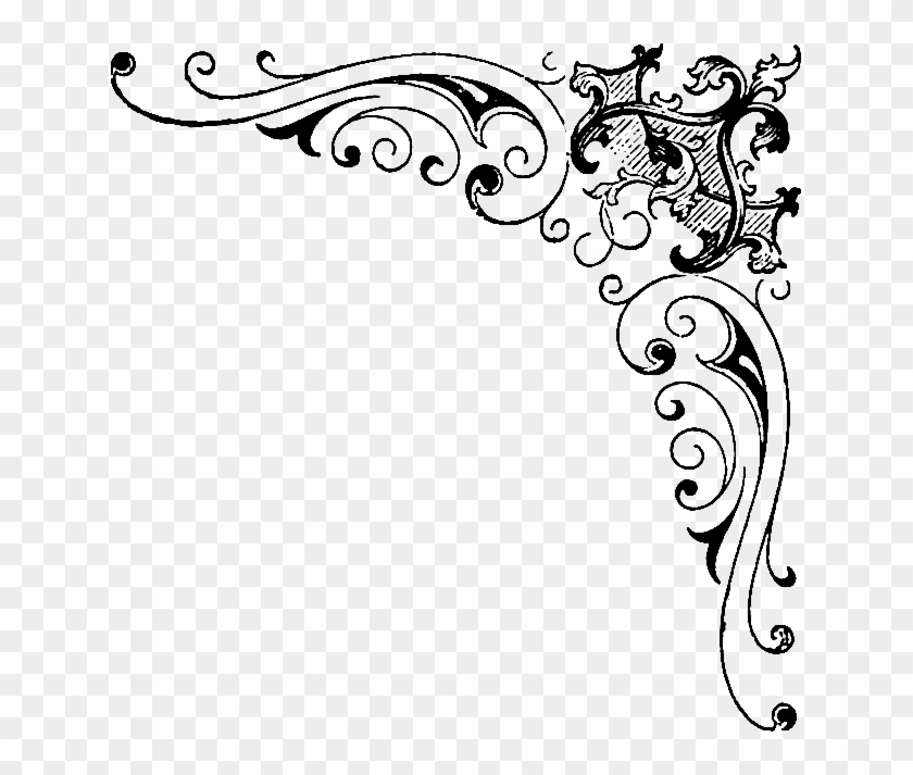 Corner - Black And White Border Design Png Clipart