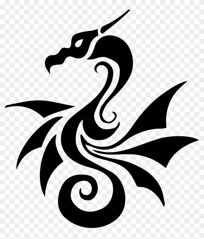 Plantillas De Tatuajes De Dragones Tribales - Stencil Dragon Tribal Clipart