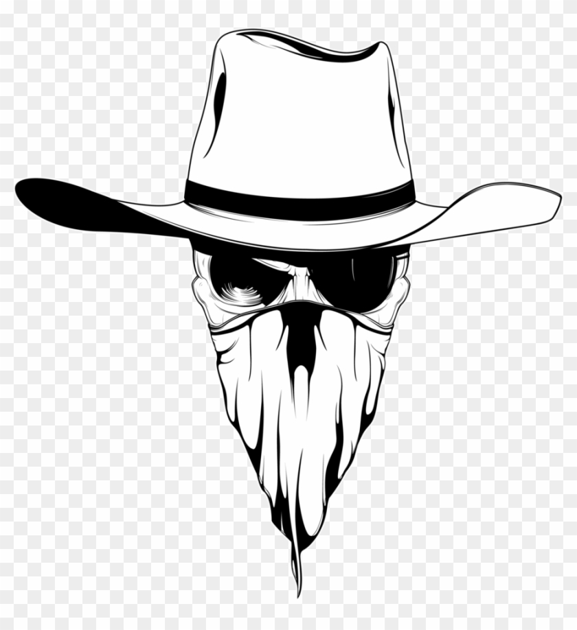 900 X 941 13 - Skull With Bandana And Cowboy Hat Clipart