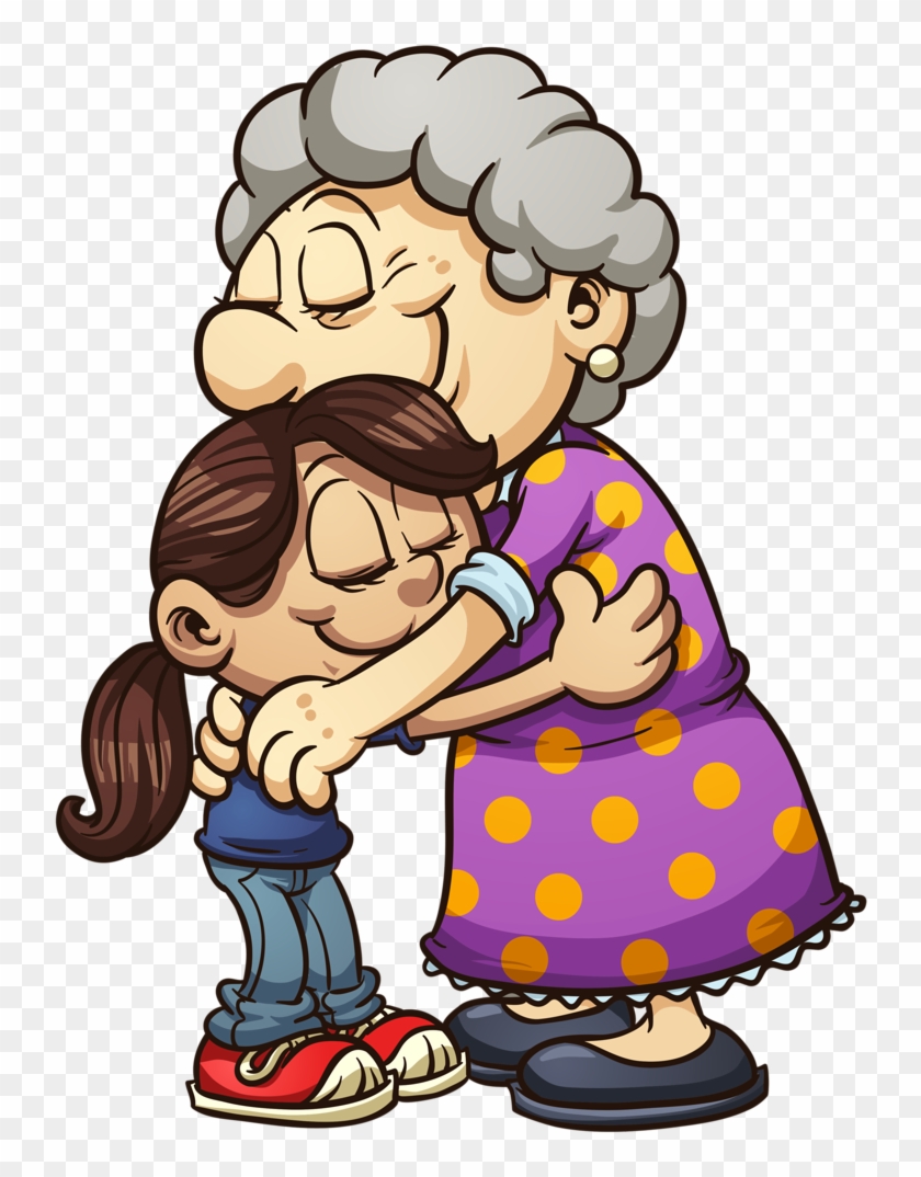 Families Image Transparent Download Hug Huge - Grandmother And Granddaughter Cartoon Clipart #641507