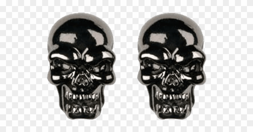 Black Skull Head Stud Earrings - Skull Clipart #641892