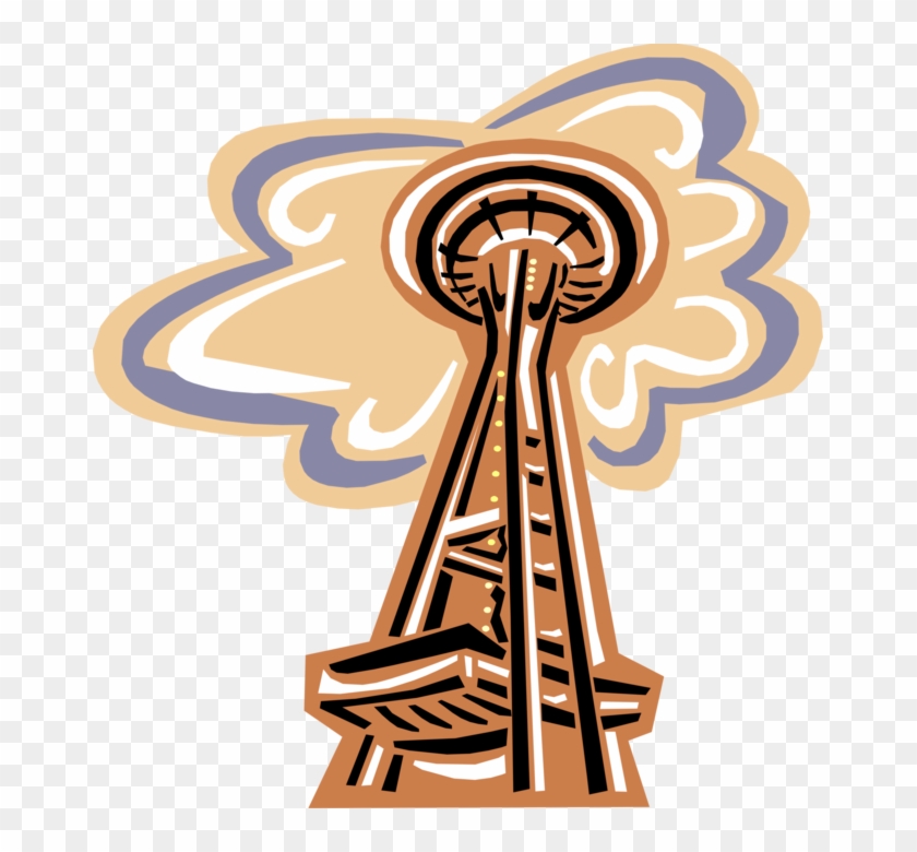 Vector Illustration Of Space Needle Landmark Observation - Space Needle Clip Art - Png Download