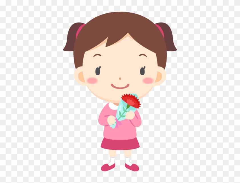 Japanese Mother's Day Girl Carnation Free Png And Vector - Cartoon Clipart #641977