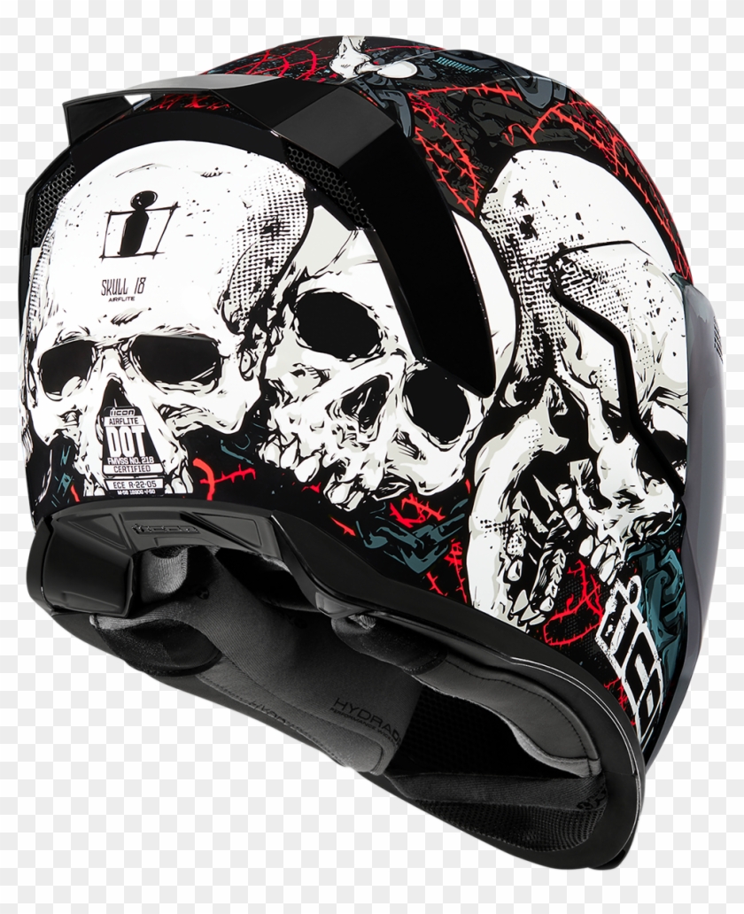 Icon Airflite Black Skull Unisex Fullface Motorcycle - Icon Airflite Skull 18 Helmet Clipart
