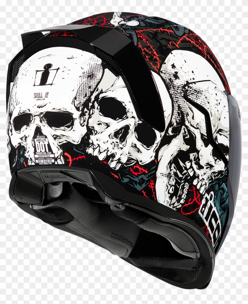 Icon Airflite Black Skull Unisex Fullface Motorcycle - Icon Airflite Skull 18 Helmet Clipart #642264