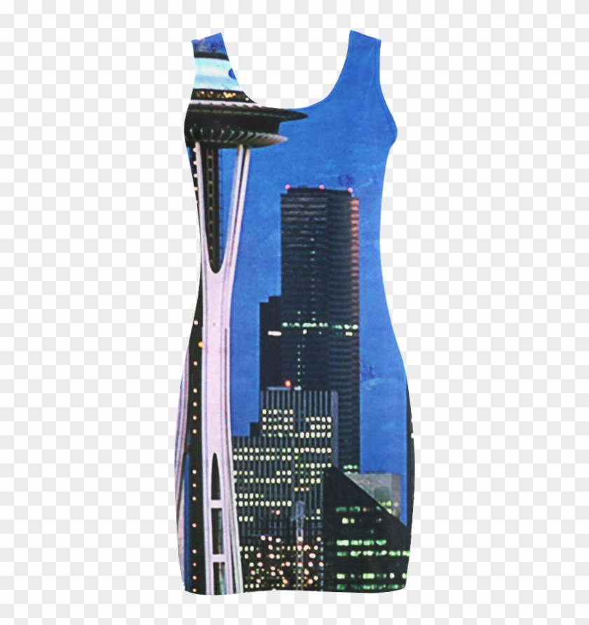 Seattle Space Needle Watercolor Medea Vest Dress - Vest Clipart #642267