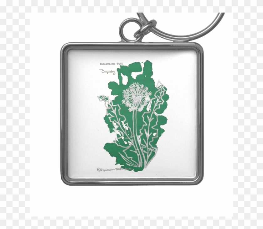 Coquetry, Floriography Inkblot Dandelion Drawing Key - Keychain Clipart
