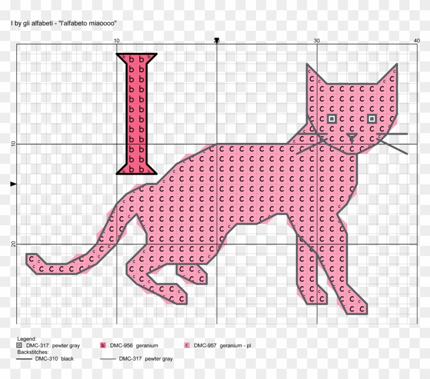Cat Silhouette Alphabet Cross Stitch Pattern Alfabeto - Squitten Clipart #643762