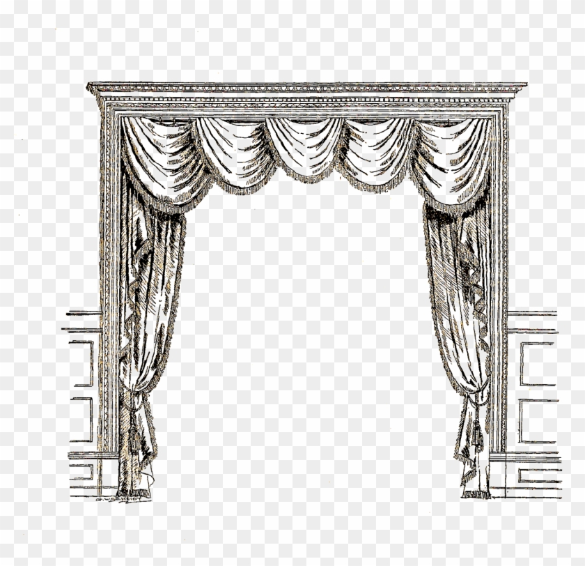 Open Door With Curtains - 1920 Curtain Clipart