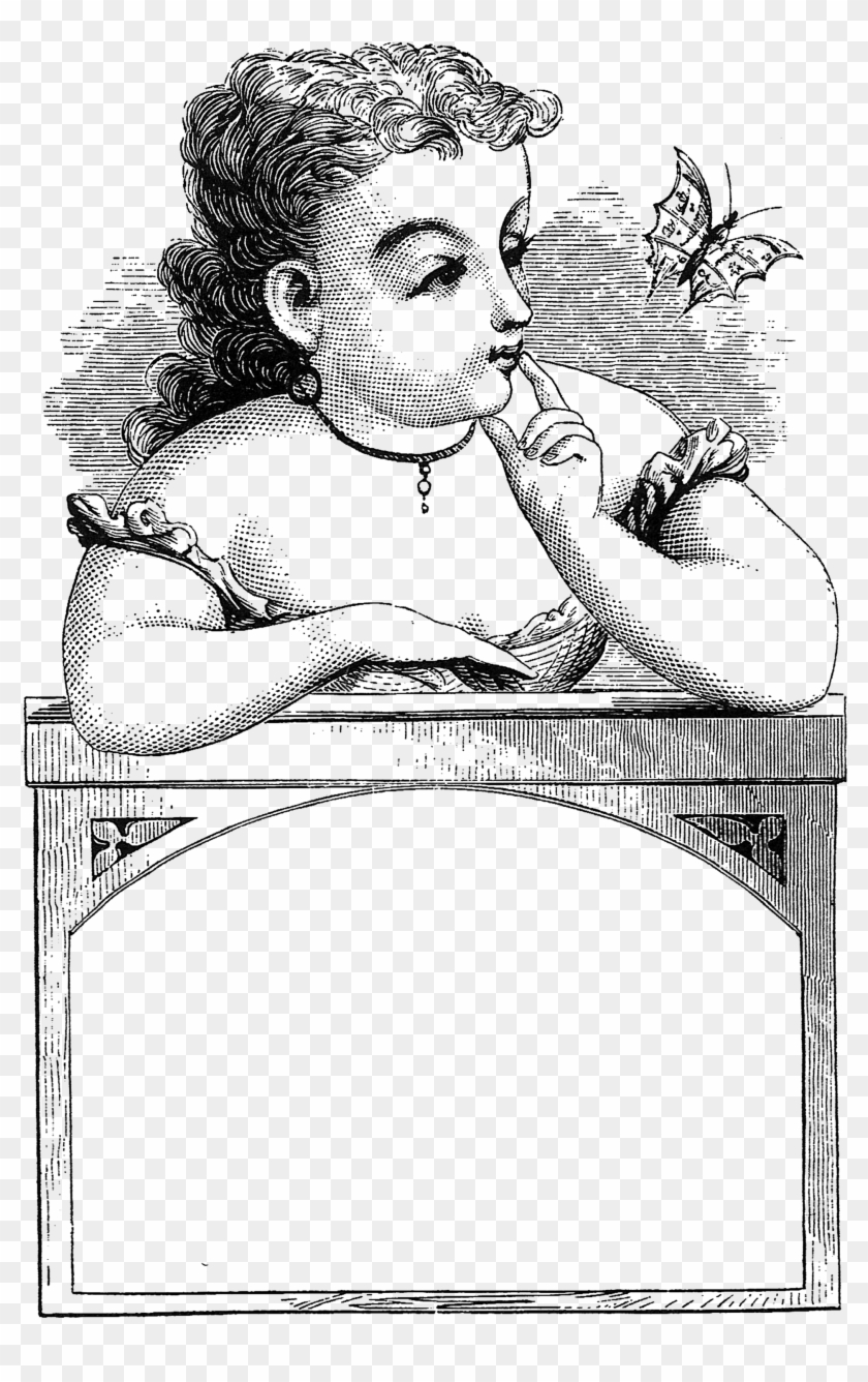 0259 Victorian Lady Advertising Blank Banner Free Vintage Clipart