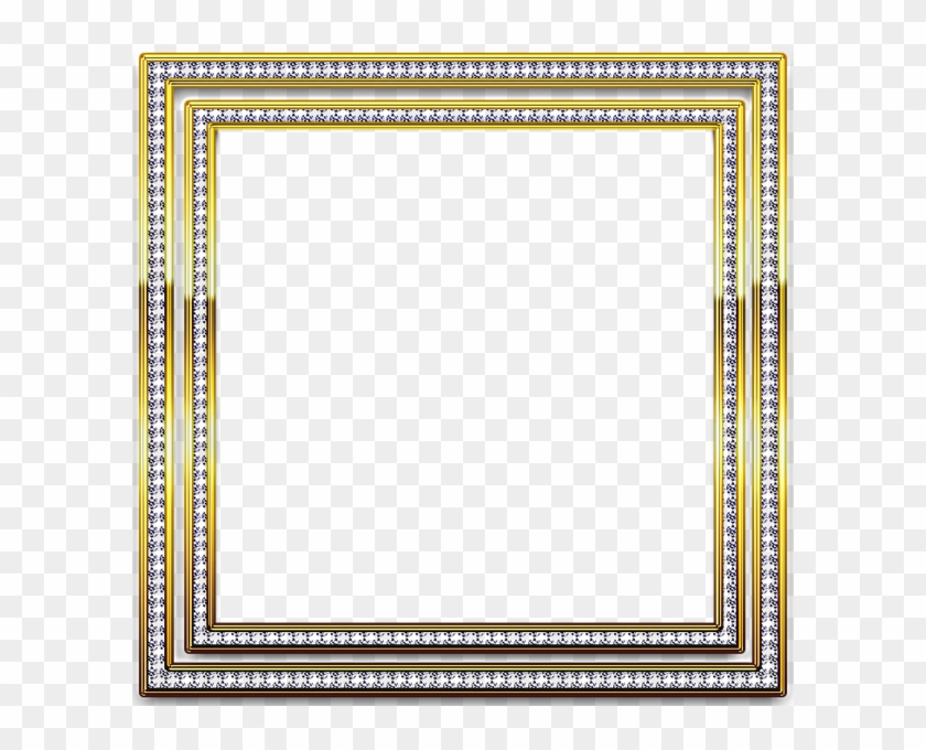 Gold And Silver Transparent Frame With Diamonds - Gold And Silver Frame Clipart #644822
