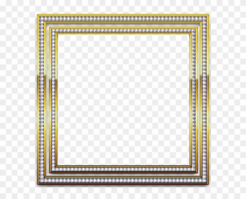 Gold And Silver Transparent Frame With Diamonds - Gold And Silver Frame Clipart