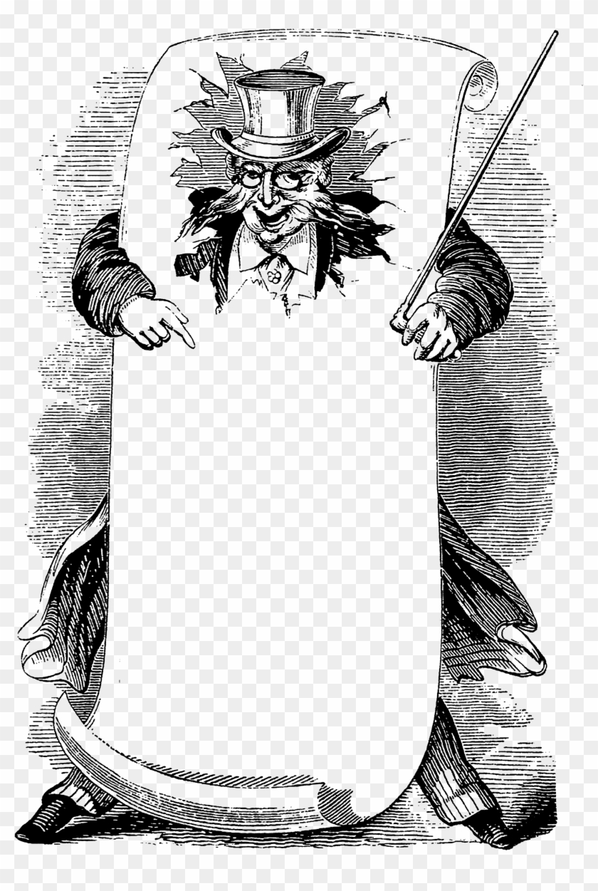 0293 Victorian Man Advertising Blank Banner Free Vintage - Illustration Clipart