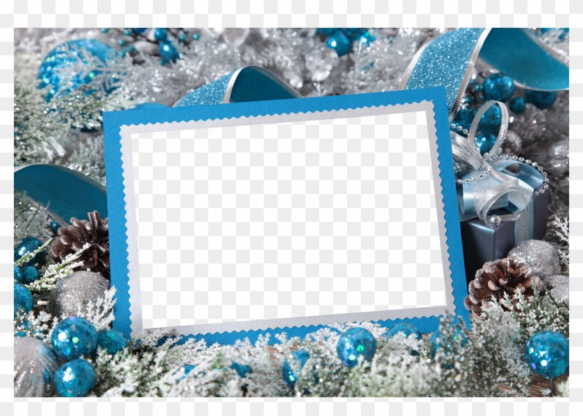 Free Png Silver And Blue Christmasphoto Frame Png Images - Christmas Card Blue And Silver Clipart #645030