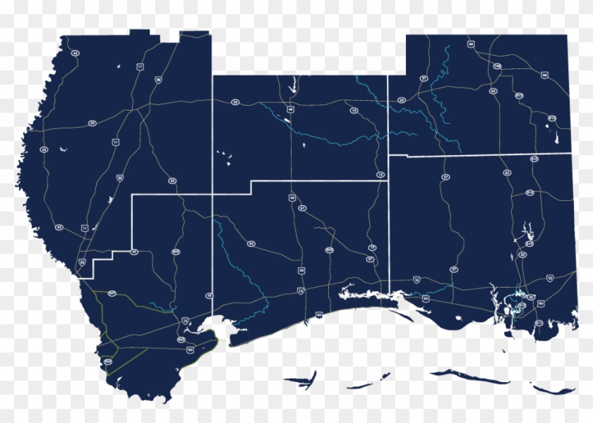 A Map Of The Six Counties In The Mississippi Gulf Coast - Atlas Clipart