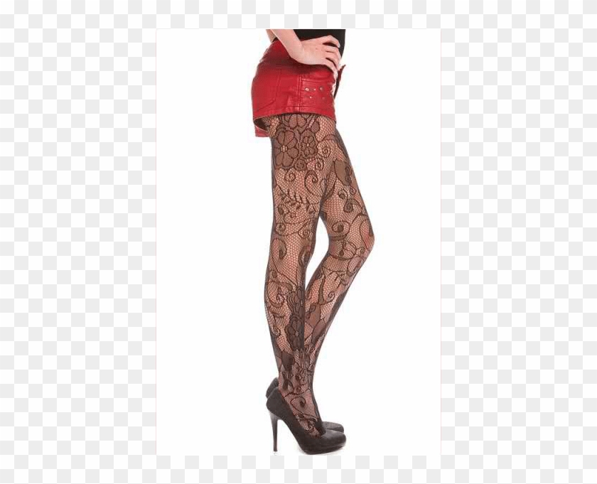 Fishnet Stocking Filled With Patterned Floral Designs - Tights Clipart