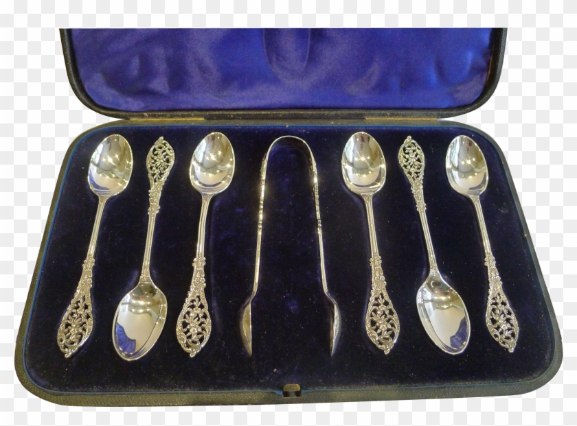 Magnificent Set English Sterling Silver Spoons By William Clipart