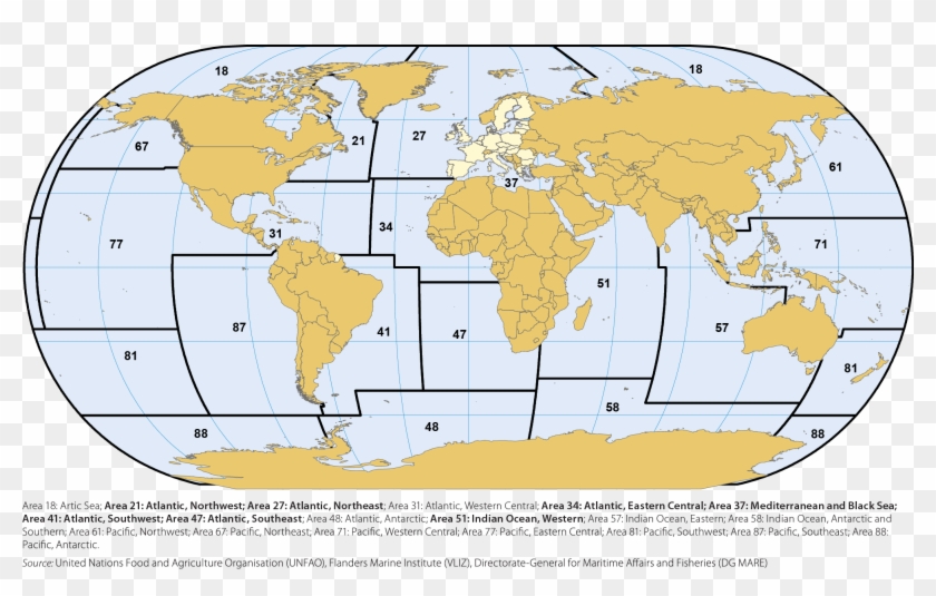 Fishing Areas Of The World - Atlas Clipart