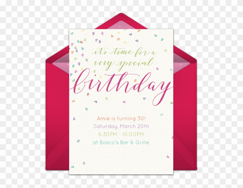 Colorful Confetti Pink Online Invitation - Party Clipart #647633