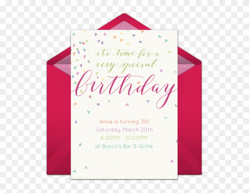 Colorful Confetti Pink Online Invitation - Party Clipart