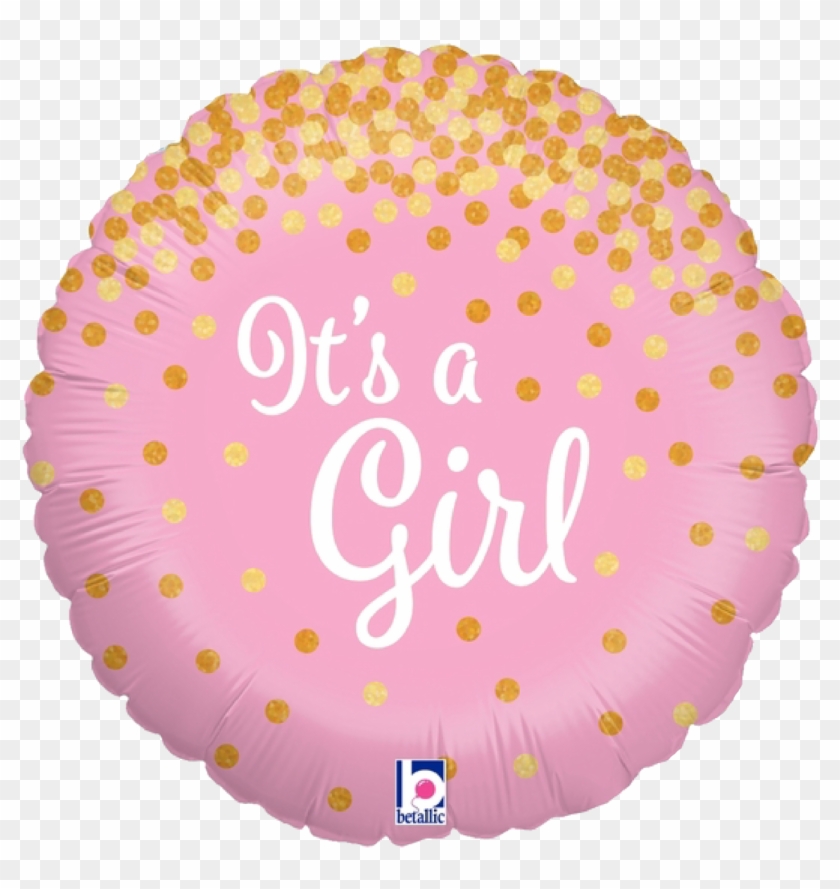 Glittering It's A Girk Foil Balloon - It's A Girl Balloon Pink And Gold Clipart