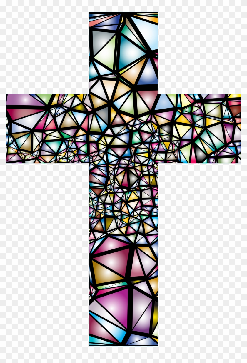 Graphic Transparent Library Clipart - Stained Glass Cross Windows - Png Download #649606
