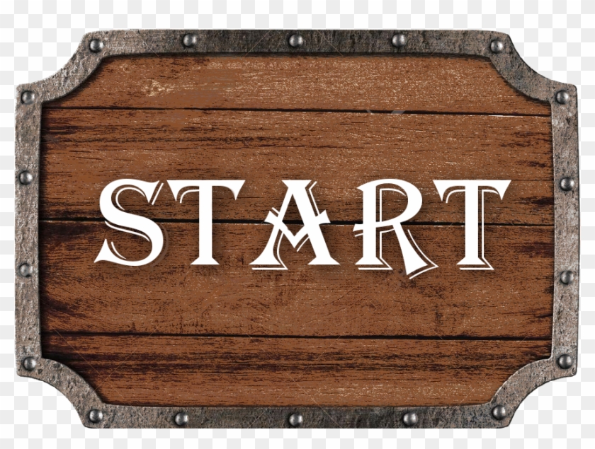 Start-button - Brown Wooden Signboard Free Clipart