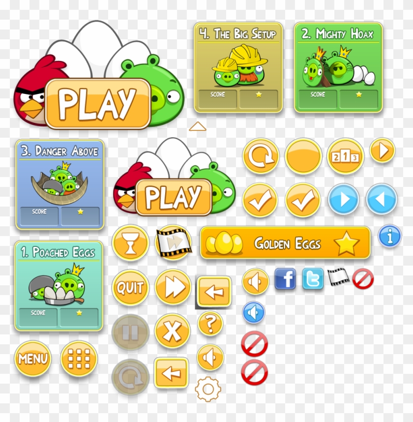 Angrybirdsbuttons - Angry Birds Play Button Clipart #651478