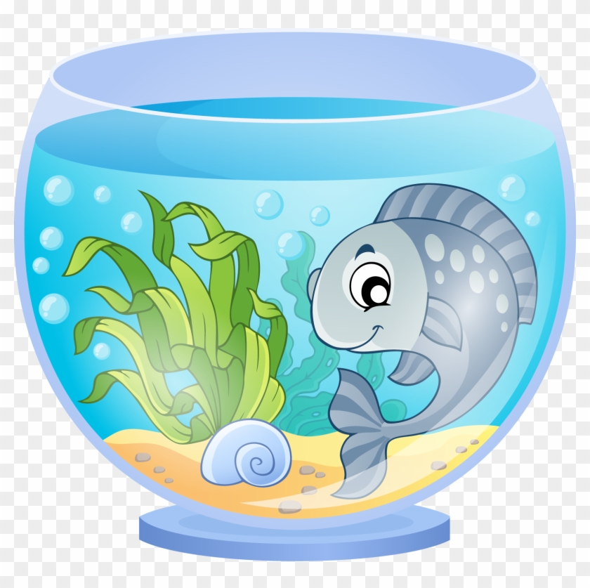 Fish With Graduation Cap Clipart - Fish In Aquarium Cartoon - Png Download