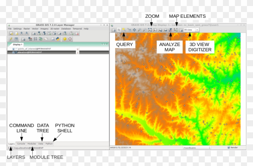 Grass Gis Graphical User Interface - Contour And Dem Clipart