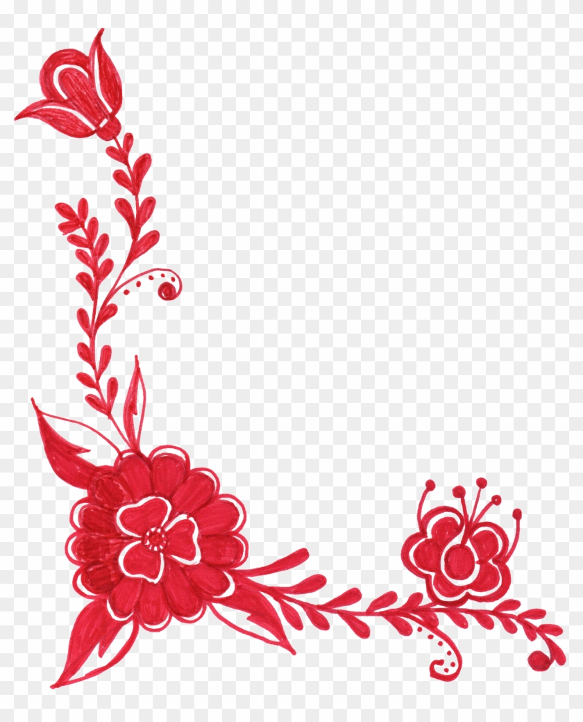Red Flower Corner Png Transparent Vol Ⓒ - Red Flower In Png Clipart