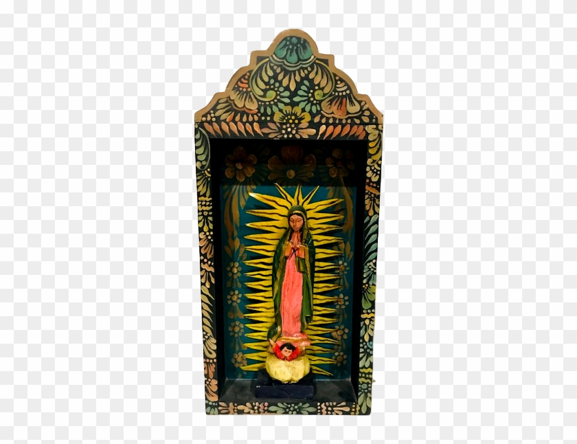 Religious Nicho Wooden Carved Virgen De Guadalupe Tin - Carving Clipart #655046