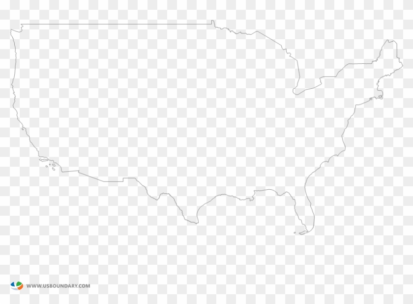 United States Mainland Ouline Map Without States - Us Map White Outline Clipart