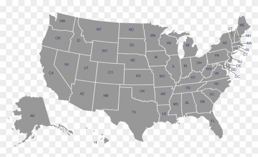 United States Map - Map Of America Gray Clipart #655749