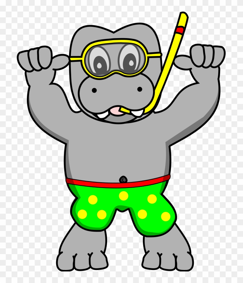 Download Png Image Report - Hippo Snorkeling Clipart