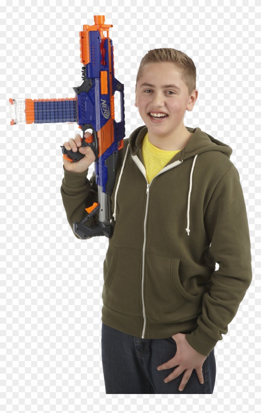 hand holding nerf gun