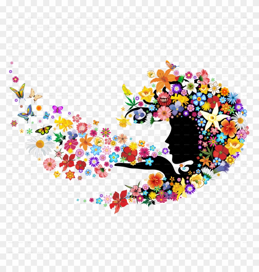 Mother Nature Breath Floral Portrait-png5000 Mother - Je T Envoie Plein D Ondes Positives Clipart #657003