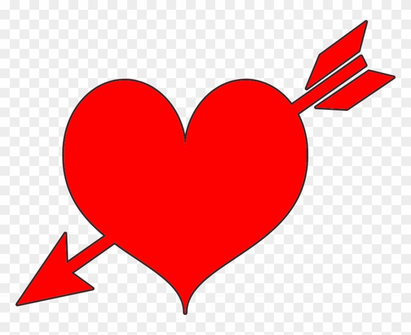 Free Red Heart With Arrow Clip Art - Red Heart With Arrow - Png Download